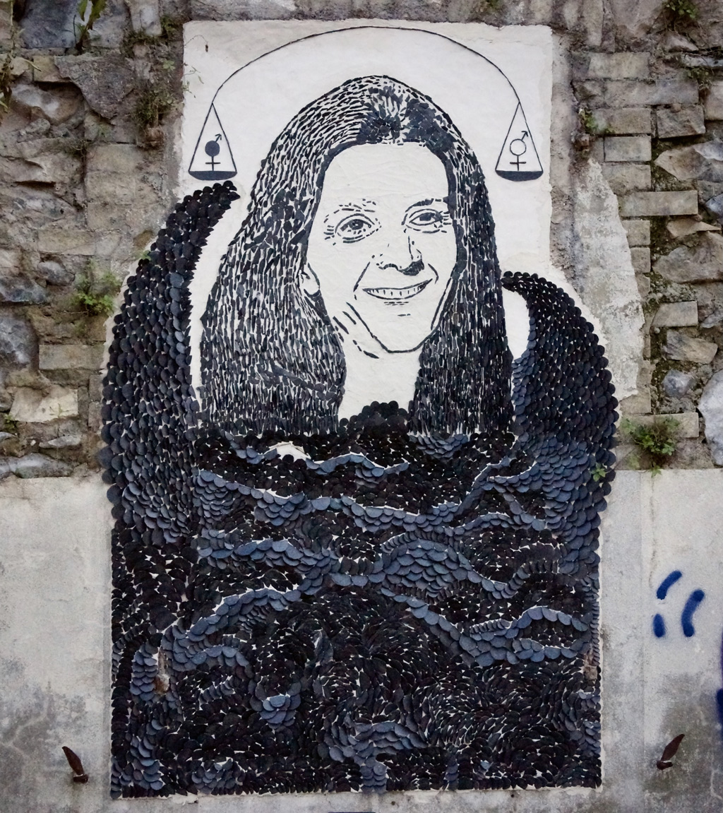 Gisèle Halimi, ardoise, colle à carrelage, 175x120, 2024