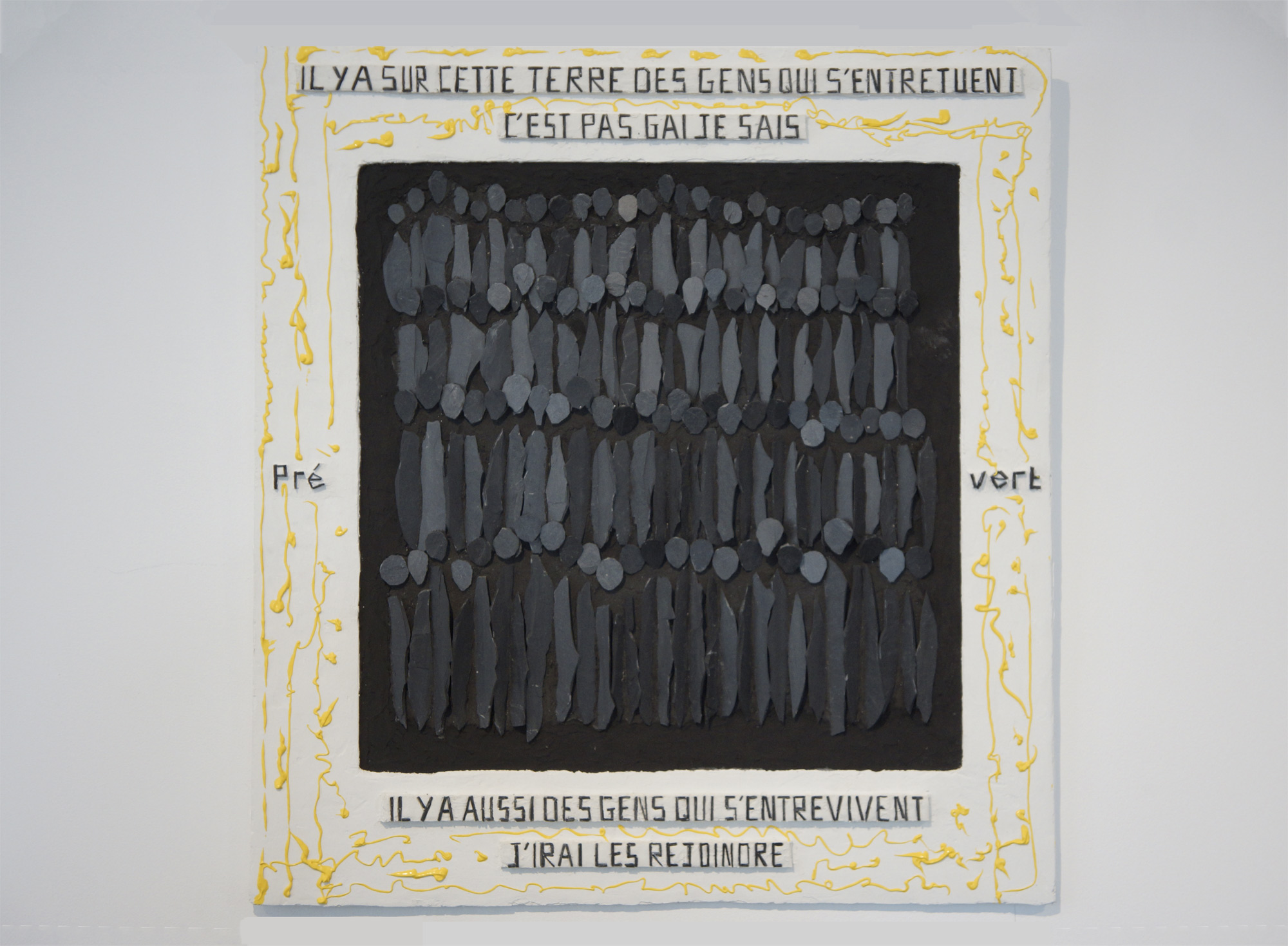 Entre nous, ardoise, colle carrelage, peinture acrylique, 60x64, 2023