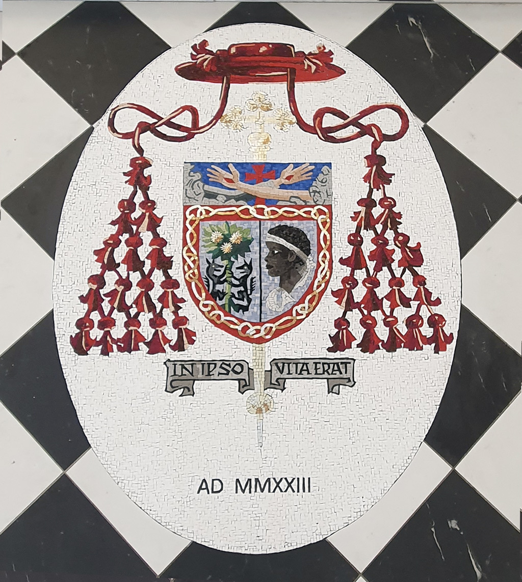 Sol blason évêque, smaltes d'Orsoni, 200x140, 2023