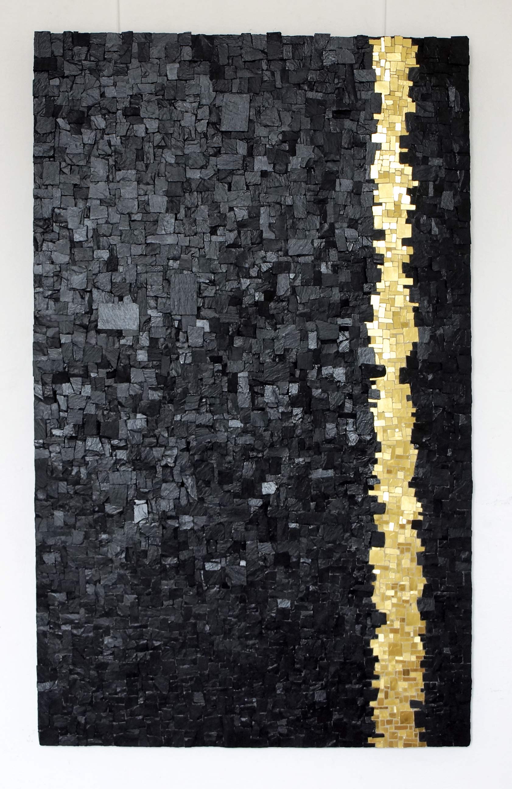 Partage, ardoise, or, acrylique 60x100, 2025